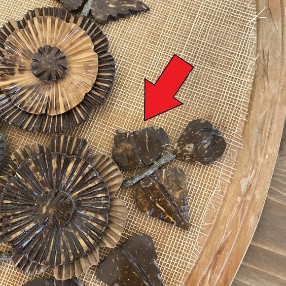 Coconut Shell 3D Flower Wooden Wall Hanging Vintage Neutral Boho Decor 9.5x13.5" - Picture 2 of 7